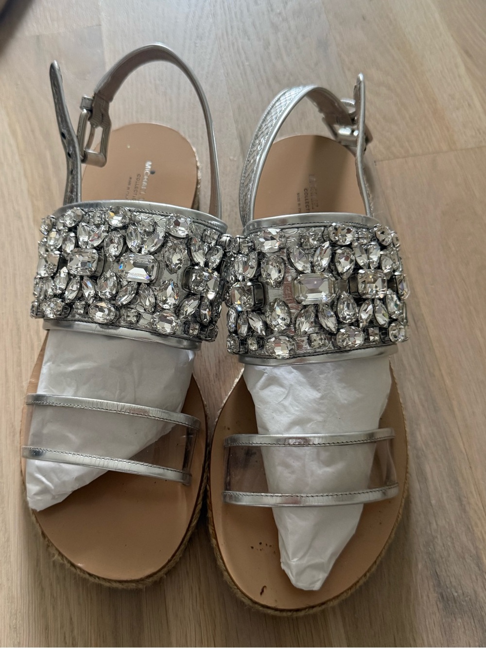 Michael kora collection Silver Jeweled Women’s Slingback Sandals